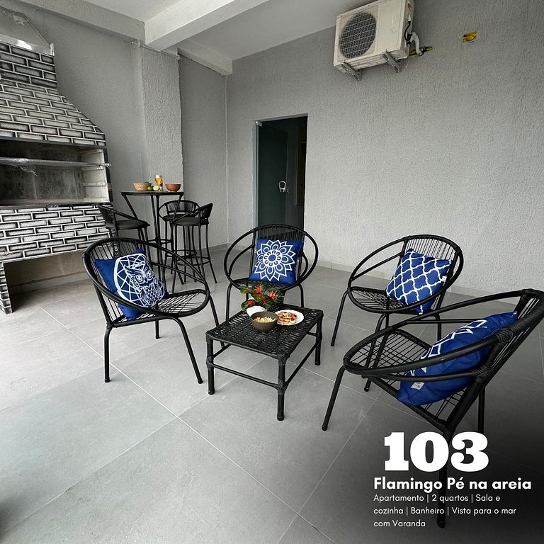 Flamingo pé na areia Matinhos - 103 - 2 Quartos - 50m da pra