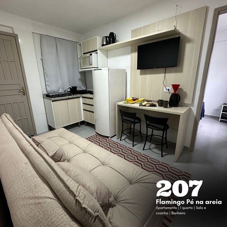 Flamingo pé na areia Matinhos - 207 -1 Quarto- 50m da praia