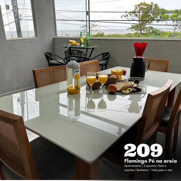 Flamingo pé na areia Matinhos - 209 -2 Quartos- Vista do mar