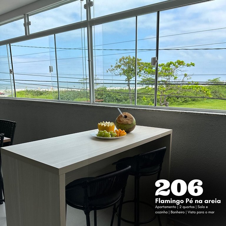 Flamingo pé na areia Matinhos - 206 -2 Quartos- Vista mar -
