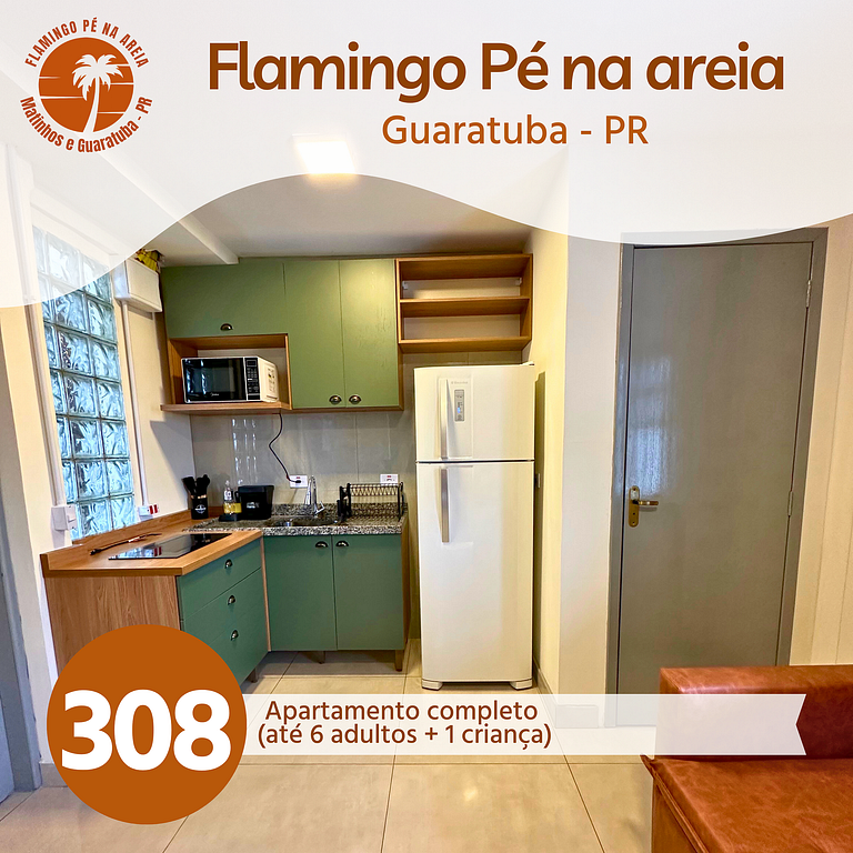 Flamingo Guaratuba 308 - 100m da praia - Vista jardim