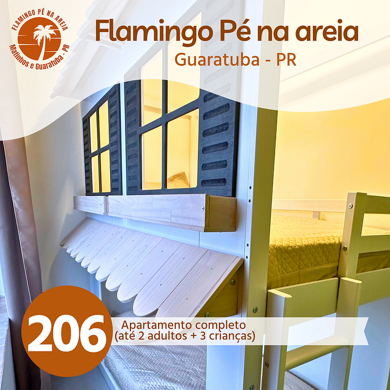 Flamingo Guaratuba 206 - 100m da praia - Vista jardim
