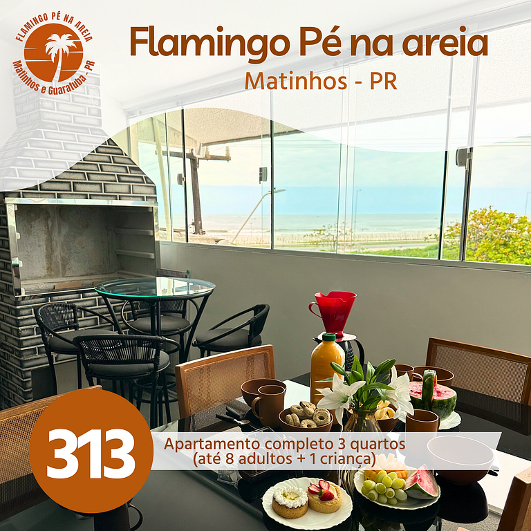 Flamingo pé na areia Matinhos - 313 -3 Quartos- 50m da praia